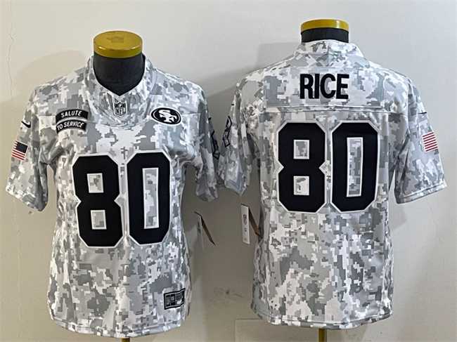 Womens San Francisco 49ers #80 Jerry Rice 2024 F.U.S.E. Arctic Camo Salute to Service Limited Stitched Jersey Dzhi->san francisco 49ers->NFL Jersey